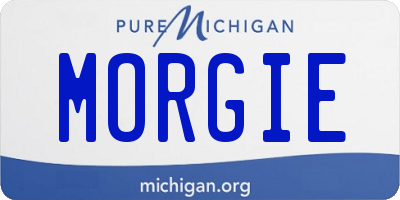 MI license plate MORGIE