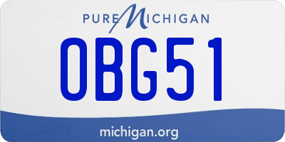 MI license plate OBG51