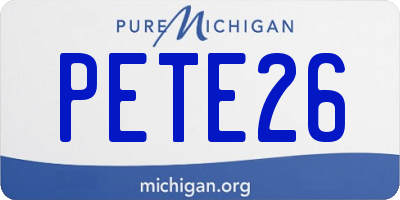 MI license plate PETE26