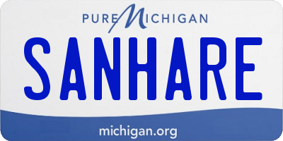 MI license plate SANHARE