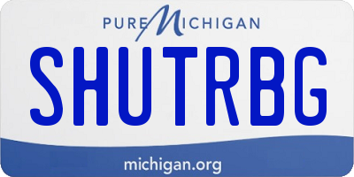 MI license plate SHUTRBG