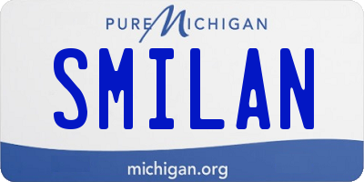 MI license plate SMILAN
