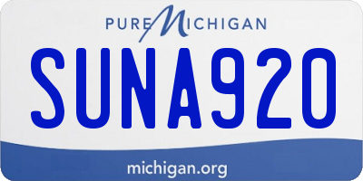 MI license plate SUNA920