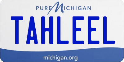MI license plate TAHLEEL