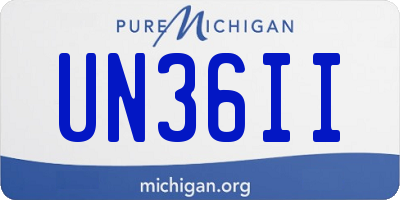 MI license plate UN36II