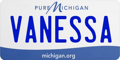 MI license plate VANESSA