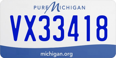 MI license plate VX33418