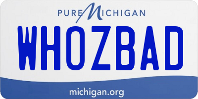MI license plate WHOZBAD
