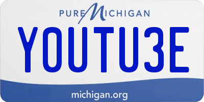 MI license plate Y0UTU3E