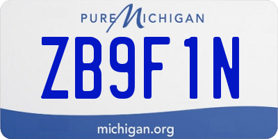 MI license plate ZB9F1N