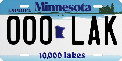 MN license plate 000LAK