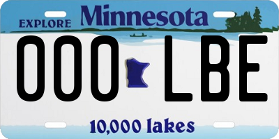 MN license plate 000LBE
