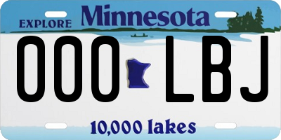 MN license plate 000LBJ