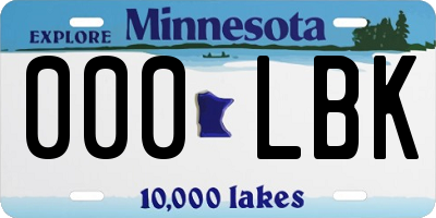 MN license plate 000LBK