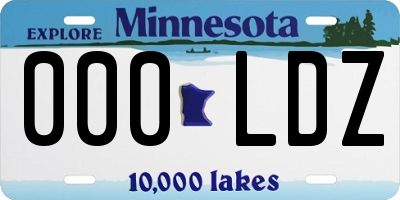 MN license plate 000LDZ