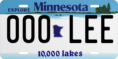 MN license plate 000LEE
