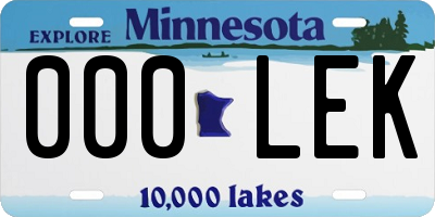 MN license plate 000LEK
