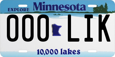 MN license plate 000LIK