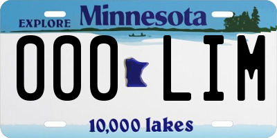 MN license plate 000LIM