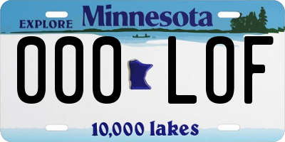 MN license plate 000LOF