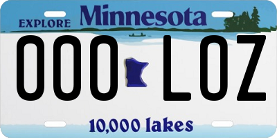 MN license plate 000LOZ