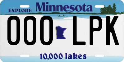 MN license plate 000LPK