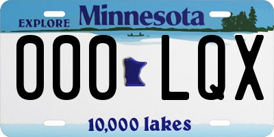 MN license plate 000LQX