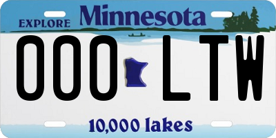 MN license plate 000LTW