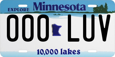 MN license plate 000LUV