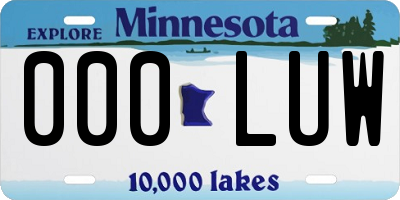 MN license plate 000LUW