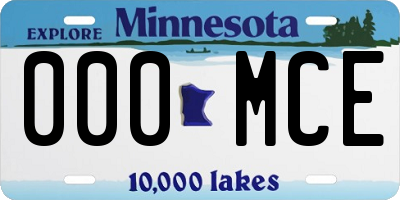 MN license plate 000MCE