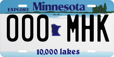 MN license plate 000MHK