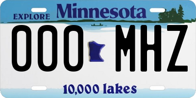 MN license plate 000MHZ