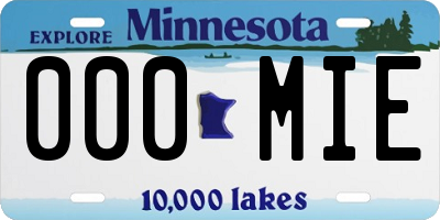 MN license plate 000MIE