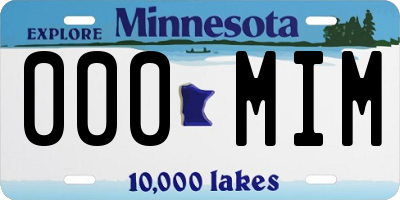 MN license plate 000MIM