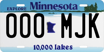 MN license plate 000MJK
