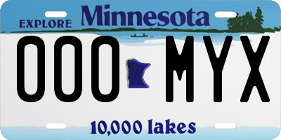 MN license plate 000MYX