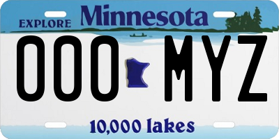 MN license plate 000MYZ