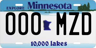 MN license plate 000MZD