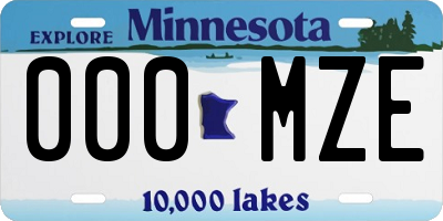 MN license plate 000MZE
