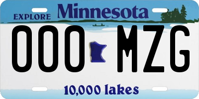 MN license plate 000MZG