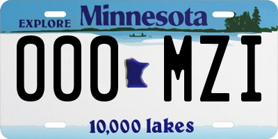 MN license plate 000MZI