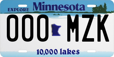 MN license plate 000MZK