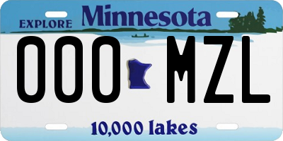 MN license plate 000MZL