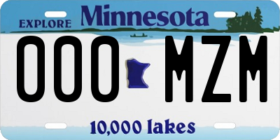 MN license plate 000MZM