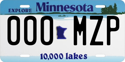 MN license plate 000MZP