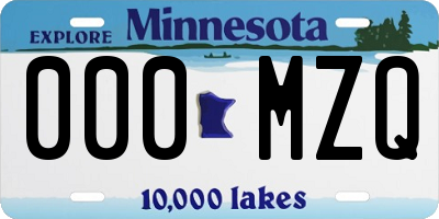 MN license plate 000MZQ