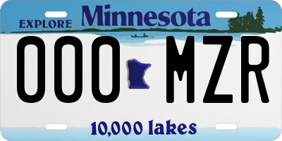 MN license plate 000MZR