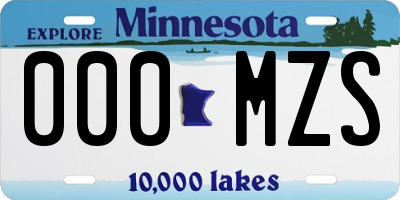 MN license plate 000MZS
