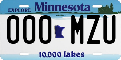 MN license plate 000MZU